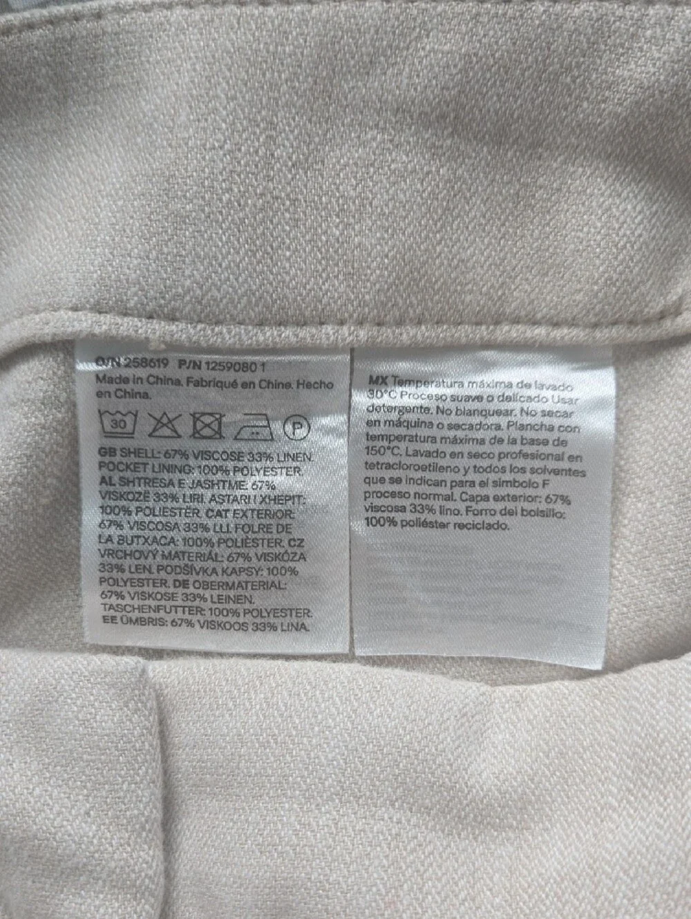 H&M women's Cream linen blend Wide-Leg Dress Trousers